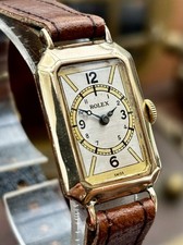 Rare Vintage Solid Gold  1927 Rolex Art deco Rectangular Tank Watch Ref 515