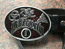 Led Zeppelin logo BUCKLE + FREE Belt heavy metal rock band RED oval western ZoSo