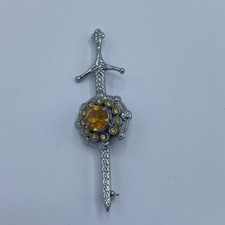 Mizpah Kilt Pin Brooch Amber