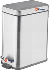 WENKO 22159100 Pedal Bin Square Matt Capacity: 5 l, Stainless Steel