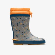 Clarks Kids Unisex,Girls,Boys Tarri Race Toddler Grey Print Wellies Synthetic