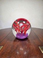 Contemporary Controlled Bubble Design Large Art Glass Paperweight 