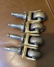 4x Solid Brass Caster Wheels 25mm Diameter 12mm Wide Vintage