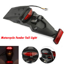 Universal Motorcycle Rear Fender Mudguard LED Brake Tail Light For Honda Yamaha