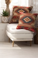 Cushion Cover Red Beige Kilim Wool Cotton Cushions Geometric Design 45 or 60 cm