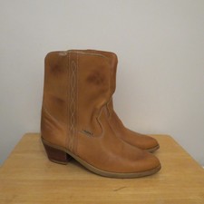 Vintage Womens Cowboy Boots 8 Brown Embroidered Leather Western 43.5 Tan Light