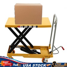 Hydraulic Lift Table Cart 500lbs Manual Single Scissor Lift Table 30.5" W/Wheels