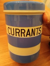 T G Green Cornishware CURRANTS Caddy 17cm Black Shield