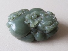 VERY DETAILED CHINESE CARVED GREEN JADE LUDUAN / KYLIN --- QING OR REPUBLIC
