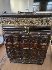 Antique Leather Book Decanter Safe Box Set 