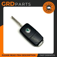 GENUINE SKODA 3 BUTTON REMOTE FLIP KEY FOB OCTAVIA FABIA USED
