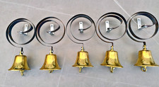 BEAUTIFUL SET OF 5 VINTAGE BRASS DOOR / SERVANTS BELLS ON SPRINGS