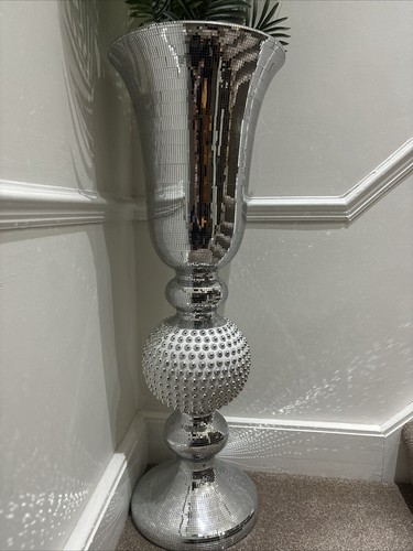 Silver mirrored mosaic vase - mirrored,