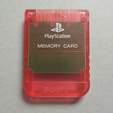 Clear Cherry Red Official PS1 Memory Card - Sony PlayStation One SCPH-1020