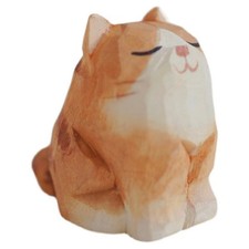 Wooden Cat Sculpture Ornament