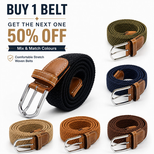 Elastic braided stretch belt - elastic,