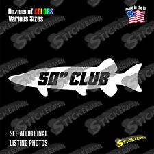 Musky Fishing 50 Inch Club Vinyl Decal Sticker for Car Boat Flask Tumbler