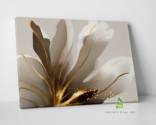 Gold lily flower canvas art - gold,