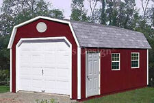 12' x 24' Garage Building / Storage Shed Barn Roof Style Plans, Design  #31224