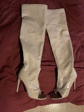 Nude PVC Thigh High Boots