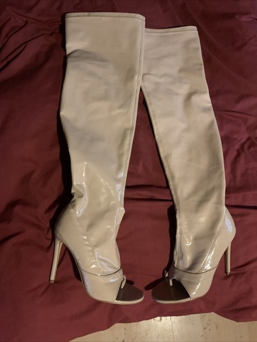 Nude pvc thigh high - thigh, boots