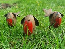 Robin Garden Ornament Single or Set Of 3 Bird Statue Metal Outdoor Decoration