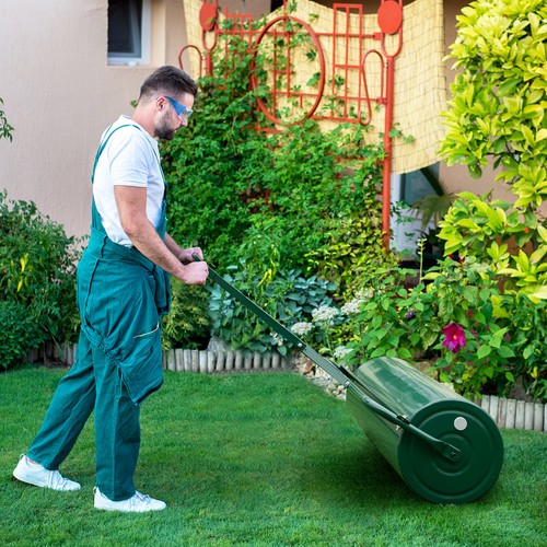 Lawn roller metal push tow - push,