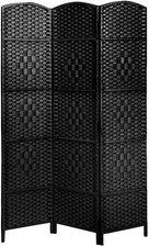 3 Panel Black Wicker Folding