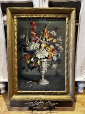 Large Antique Oil Painting ‘ Still Life Vase of Flowers’ Margaret Delafield