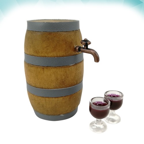 Miniature red wine barrel set - red,