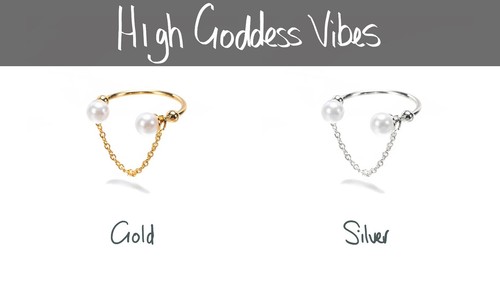 Dangle chain pearl ring - pearl,
