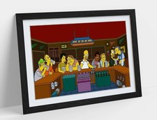 SIMPSONS THE LAST SUPPER -ART FRAMED POSTER PICTURE PRINT ARTWORK- BROWN YELLOW