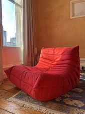 Genuine Ligne Roset Togo Fireside Single Seat Sofa In Red Alcantara