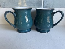 Denby Greenwich Craftsman Footed Mug-Cup Green - 2 X Pair Denby Greenwich Mugs