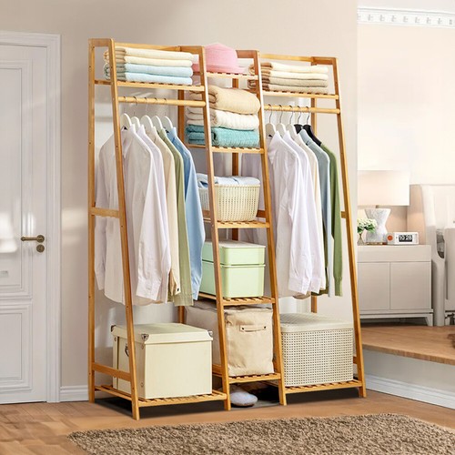 Large wooden clothes rail rack - clothes,