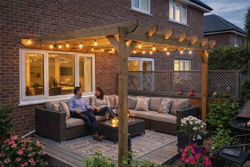 Lean pergola shelter - lean, to