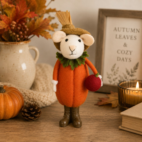 Felt mouse scarecrow - mouse, autumnal