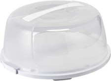 White & Clear Colour Large Round Cake Storage Carrier Box Container Lid Cover UK