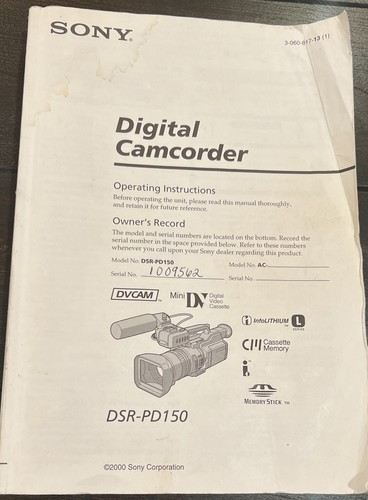 Sony dsr pd150 manual - , dsr-pd150