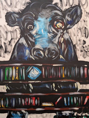 Cow painting unframed - painting,