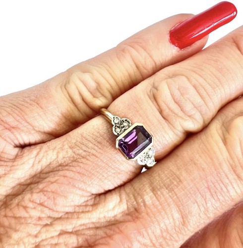9ct gold amethyst diamond - 9ct, &