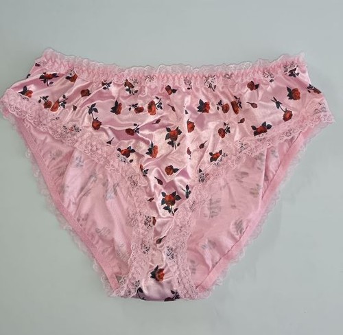 Pink satin knickers red rose - pink,
