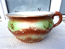 VINTAGE ANTIQUE CHAMBER POT FLOWER POT PLANTER JARDINIERE FOLIAGE & DAISY DESIGN
