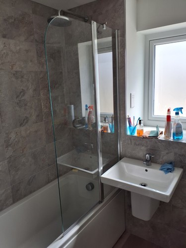 Used clear glass shower - used,