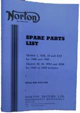 Norton Parts Book 1 16H 18 ES2 1948-49 Model 30 40 30M 40M 1946-49 Motorcycles