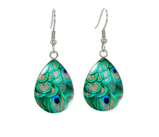 Peacock Feather Drop Earrings