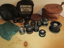 5 x Fishing Reel Cases + 12 empty fixed spool reel Spools Garbolino Silstar etc