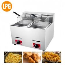 6L*2 LPG Chip Catering Frying Tool Gas Stainless Steel Double Tank Deep Fryer