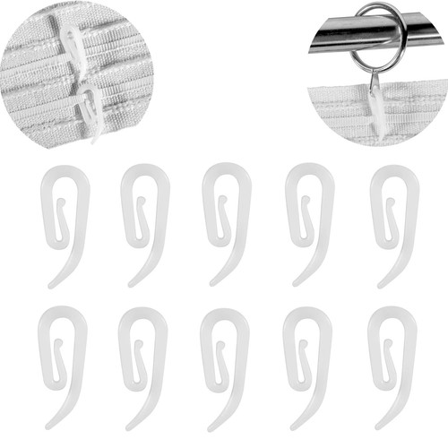 White plastic curtain hooks - plastic,