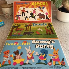 Fuzzy Felt Bundle Circus  Bunny’s Party  & Jungle Vintage 1960’s Rare  